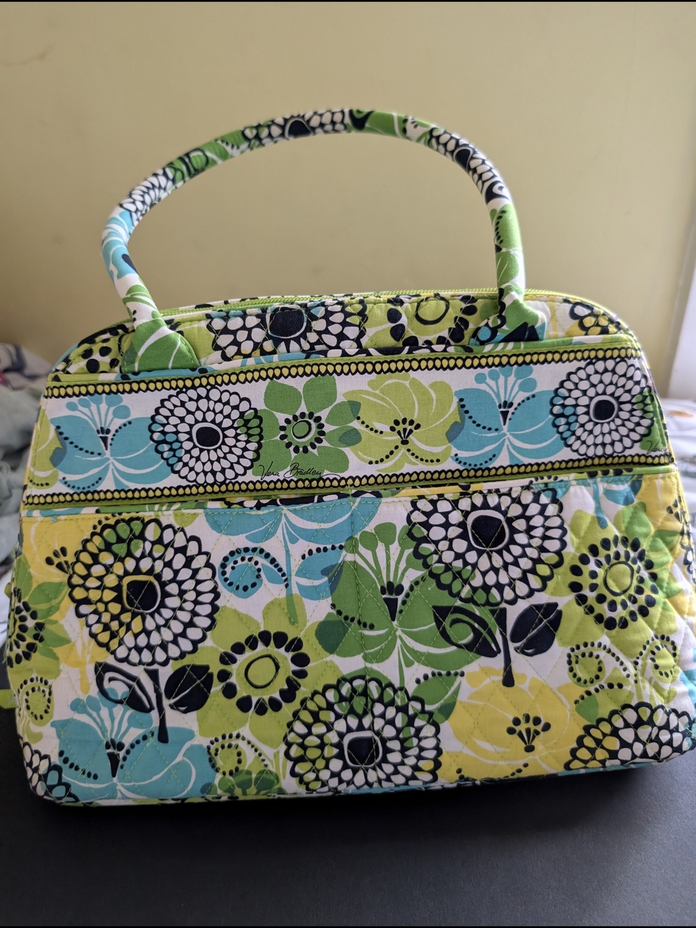 Vera Bradley Lime's Up Quilted Floral Shoulder Bowler Bag - Picture 3 of 9